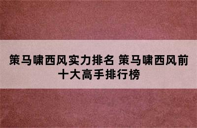 策马啸西风实力排名 策马啸西风前十大高手排行榜